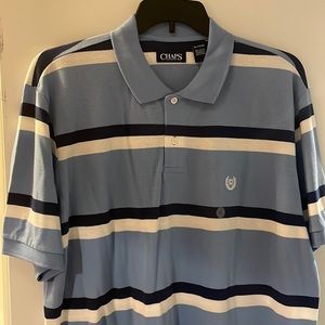 New. Never worn Chaps polo multi stripe blues and white